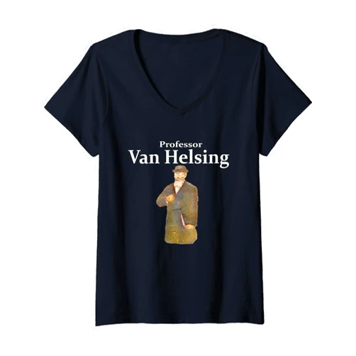 Gothic Horror - Dracula Vampire Slayer Womens Van Helsing - The Professor V-Neck T-Shirt