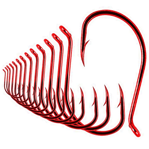 XFISHMAN Octopus-Hook-Fishing-Beak-Circle-Hooks-Freshwater-Red-Black-100-50 Pack