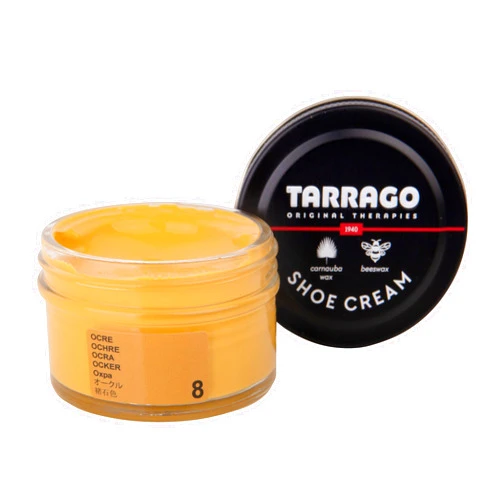 Tarrago Shoe Cream Professional Shoe Polish for Leather Boots, Shoes, Purse, Furniture Eco Friendly Leather Conditioner 1.7oz - Ochre Brown #08