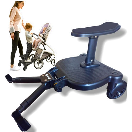 MateQ *Universal Stroller Board* with Detachable Seat, 2 in 1 Sit and Stand Stroller Board, Compatible with Most Strollers, Stroller Attachment for Toddler to Ride, Holds Children Up to 55lb