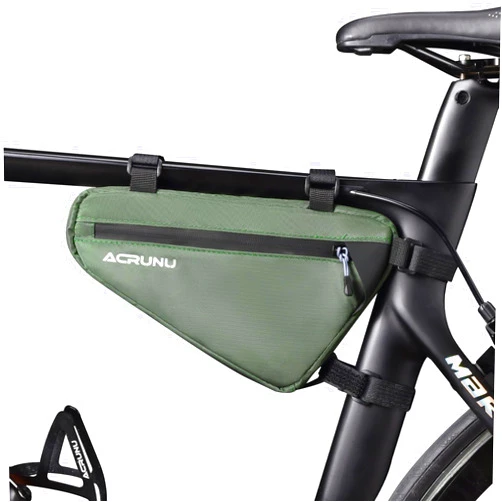 ACRUNU Bike Bag, Bike Frame Storage Bag, Water-Resistant Bike Triangle Bags with Two Side Pockets, BMX Bike Accessories for Mountain Road Bike Trip(Green)