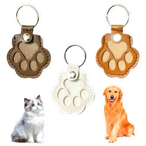 Generic 3 Pcs Pet Paw Shaped Leather Keychain, Pet Hair Keychain, Pet Memorial Gift Keyring, Handmade Key Holder For Collecting Cat And Dog Hair