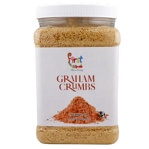 FirstChoiceCandy Premium Graham Cracker Crumbs in Reusable Jar - 2 Pound - Perfect for Graham Cracker Crust and Recipes - Graham Crackers