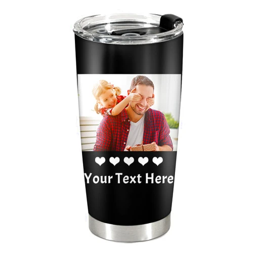 Artsadd Personalized Tumbler Custom Vacuum Insulated Travel Mug Customizable Coffee Cup with Your Photos and Text Christmas Birthday Gift (One Photos+Text(two sides))