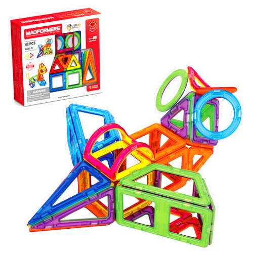 Magformers Basic 42-Piece Set | Magnetic Tiles Building Blocks, Educational Kit, STEM Toy Set | Magnetic Building Tiles for Kids to Develop Problem-Solving Abilities and Shape Recognition