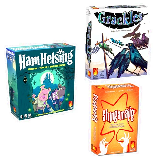 Fireside Games Play It Your Way Bundle | Ham Helsing + Grackles + Stringamajig | Cooperative, Strategy & Party Board Games | Ages 10+ | 1–10 Players | Family & Friends Game Night Variety Set