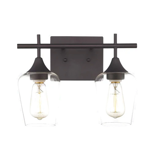 Osimir Oil Rubbed Bronze Bathroom Light Fixture, 2 Lights Bathroom Vanity Lights Over Mirror with Clear Glass, Farmhouse Bath Wall Sconce Light, WL9167-2A