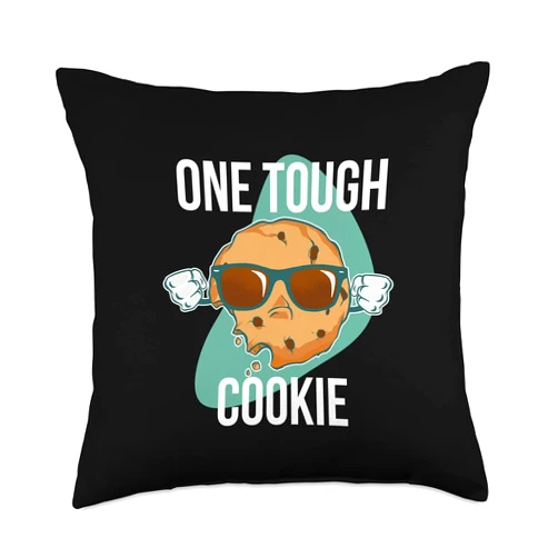 Food Oven Bake Flour Cookies Dough Egg Baking Tee One Tough Chocolate Chips Dip Milk Cookies Sunglasses Throw Pillow, 18x18, Multicolor