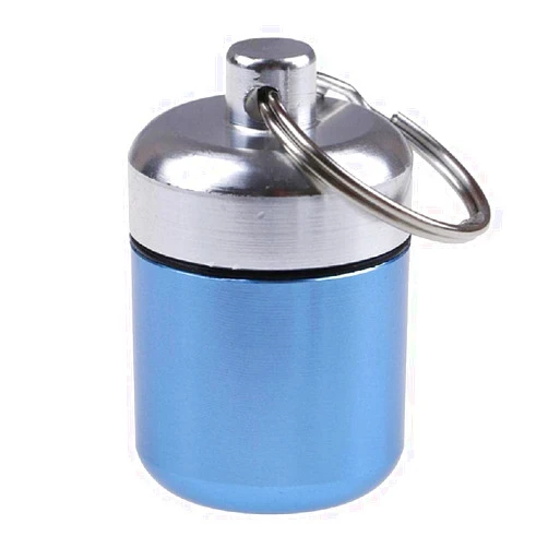 LYBHdpmdds Aluminium Alloy Keychain Medication Pill Box Waterproof Portable Mini Cute Travel Vitamin Holder Case Small Container