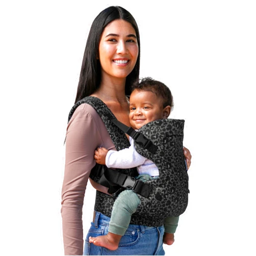 Infantino Flip 4-in-1 Convertible Baby Carrier, Adjustable, Ergonomic Hands Free Babywearing, Registry Essential, Carrier for Newborn to Toddler, Black & Gray Leopard