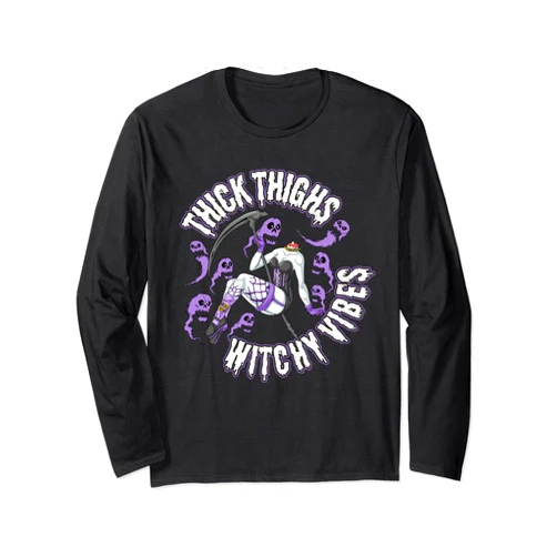 Alt Girl Aesthetic for Thick Thighs Women Thick Thighs - Witchy Vibes Halloween Costume Witchy Women Long Sleeve T-Shirt