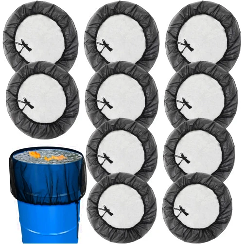 Riakrum 10 Pcs Mesh Cover for Rain Barrels to Collect Rainwater from Gutter Rain Barrel Stand with Drawstring Water Collection Bucket Netting Screen to Keep Leaves and Debris Out for Outdoor Garden 37.4 Inch
