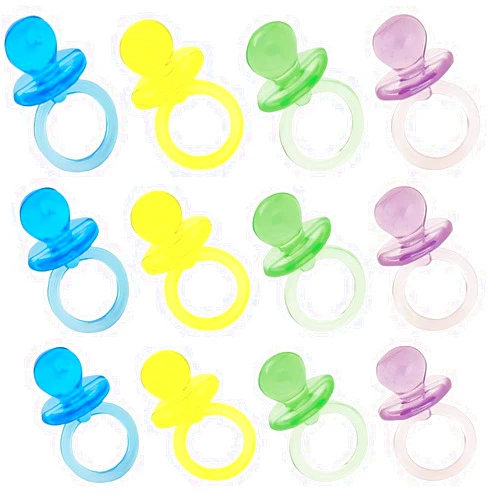 Unique Mini Assorted Color Plastic Pacifier Favors - 1 inch, 18 Count - Perfect for Baby Showers and Parties