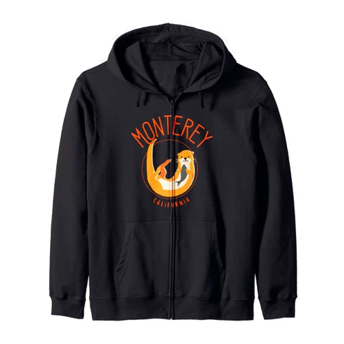 Monterey CA Vacation and Beach Gear Monterey California Sea Otter design Zip Hoodie