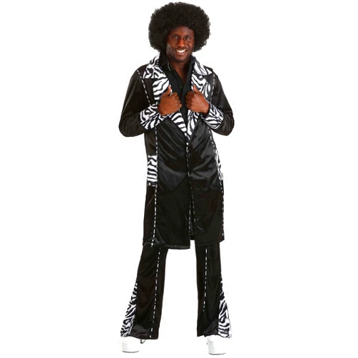 Fun Costumes Exclusive Men's Deluxe Mac Daddy Pimp Costume, Zebra Print Disco Suit for Halloween and Cosplay
