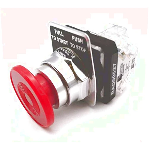 RADWELL VERIFIED SUBSTITUTE HT8DBRAB-SUB 1NO/1NC, Substitute for Eaton Cutler Hammer HT8DBRAB, Emergency Stop, 30MM, Push Button, Push-Pull