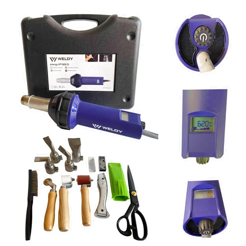 WELDY HT1600D Digital Control Hot Blast Torch Heat Gun TPO PVC PE CPE ECB EPDM Hot Welder Hand Held Plastic Welder (HT1600D Kit)