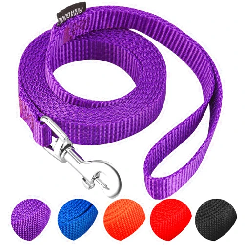 AMAGOOD 6 FT Puppy/Dog Leashes, Strong Traditional Style Leash with Easy to Use Collar Hook,Dog Lead Great for Small and Medium and Large Dog (5/8in x 6 ft, Purple)