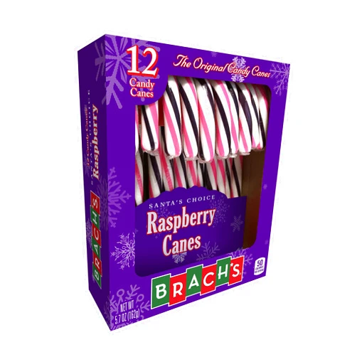 Brach's Ferrara (1) Box Brach's Raspberry Flavor Candy Canes - 12pc Individually Wrapped Holiday Candy per Box - Net Wt. 5.7 oz