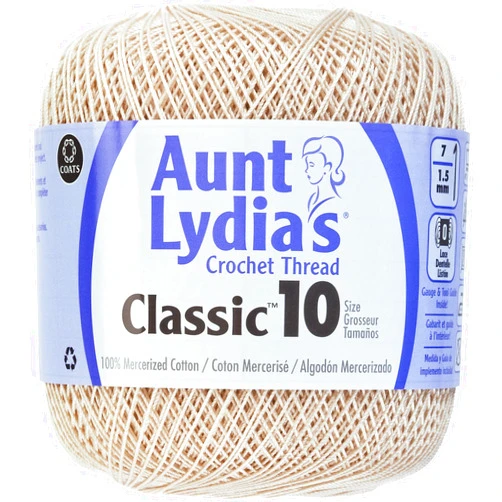 Aunt Lydia Coats Crochet 154-226 Aunt Lydia's Crochet, Cotton Classic Size 10, Natural