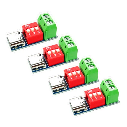 HotTopStar 4PCS USB-C PD Trigger Board Module, PD Decoy Board Fast Charging USB Type-C to 5V9V12V20V High Speed Power Delivery Boost Module Converter, PD Decoy Trigger