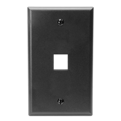 Leviton 41080-1EP QuickPort Wallplate, Single Gang, 1-Port, Black