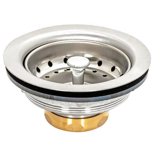 EZ-FLO Kitchen Sink Strainer fits 3-1/2 Inch Opening, Sink Drain Assembly with Brass Slip-Joint Nut and Fixed-Post Basket, Stainless Steel, 30003