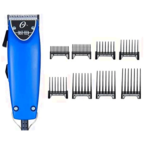 Generic Oster Fast Feed Limited Edition Blue Soft Touch Hair Adjustable Pro Clipper +8pc Combs
