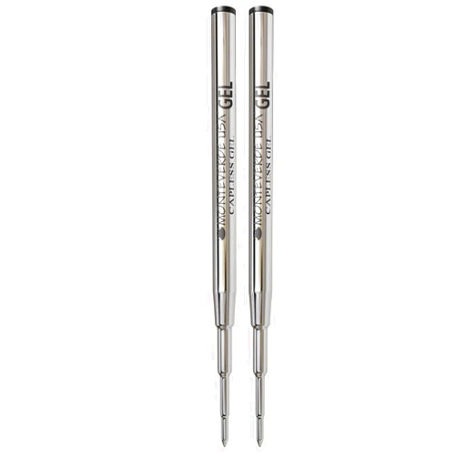 Monteverde Capless Gel Black Refill to Fit Montblanc Ballpoint Pens, Fine Point, 2 per Pack (M422BK)