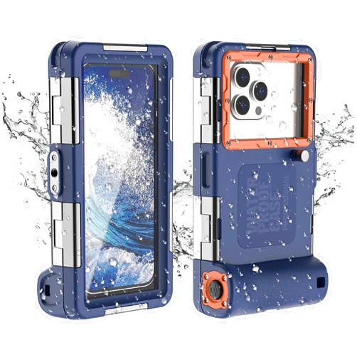 Quenseka Underwater Phone Case for Snorkeling, Waterproof Diving Phone Case [50ft/15m] [ Compatible with 4.7-6.9 inch Smartphones] for Samsung Galaxy S24/S23/S22/S21/ for iPhone 15/14/13/12 Pro Max (Orange)