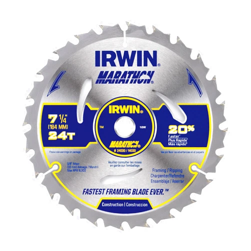 IRWIN Tools MARATHON Carbide Corded Circular Saw Blade, 7 1/4-inch, 24T (24030)
