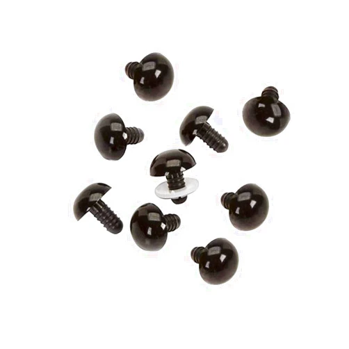 SYBL 50Pcs 18mm/0.7inch Solid Black Plastic Safety Eyes with Washers Spiral DIY Craft Eyes Sewing Crafting Accessories for Doll Teddy Bear Puppet Animal Toys