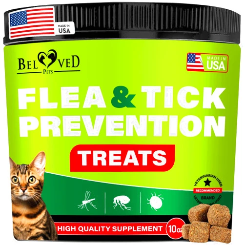 Beloved Pets Flea and Tick Prevention Chewable Pills for Cats - Revolution Oral Flea Treatment for Pets - Pest Control & Natural Defense - Chewables Small Tablets Made in USA (Salmon Fish (for Cats))