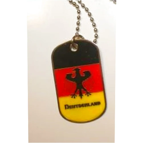 VIVA SOUVINERS Germany Deutschland Country Flag Dog Tag Metal Necklace with 14 Inch Chain ... New
