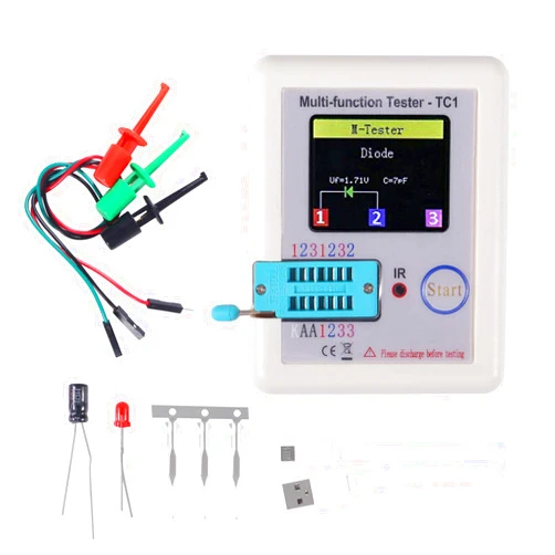 ACEIRMC LCR-TC1 Multi-Function Tester Colorful Display Pocketable Multifunctional TFT Backlight Transistor 1.8 inch for Diode Triode Capacitor Resistor Transistor LCR ESR NPN PNP MOSFET (LCR-TC1)