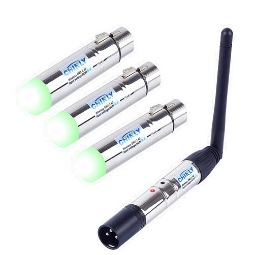CHINLY 4pcs DMX512 DMX Dfi DJ 2.4G Wireless 3 Receiver with Light Dome & 1 Transmitter LED Lighting Control Short version for LED Stage Par Party Light
