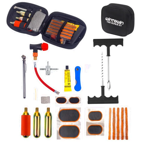 WINTOWIN CO2 Tyre Tire Inflator Tire Repair Kit Motorcycle Tire/Tube Flat Repair Kit for Tube and Tubeless Tires Repair,Emergency Tool Kit for ATV Bike