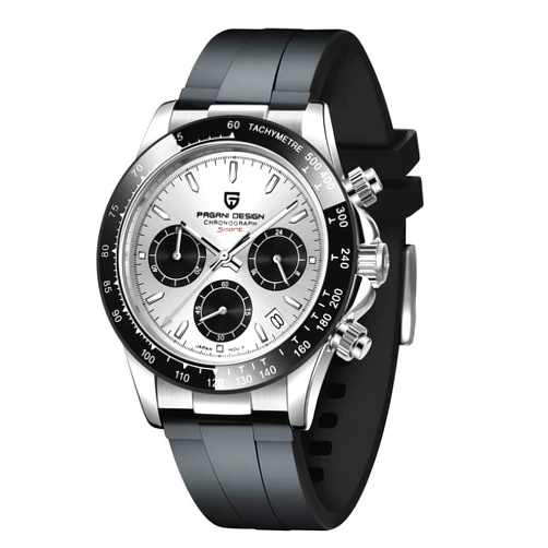 CEYADG Pagani Design Watches for Men Daytona Homage Quartz Chronograph Watch Japan VK63 Movement Ceramic Bezel Screw Down Crown Waterproof Sport Rubber Strap Mens Watches
