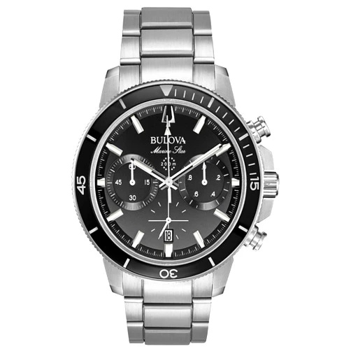 Bulova Men's Marine Star Series C Stainless Steel 6-Hand Chronograph Quartz Watch, Black Dial Style: 96B272