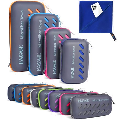 BAGAIL BASICS BAGAIL Camping Towel with EVA Case, Compact & Ultra Soft Microfiber Travel Towel - Super Absorbent & Lightweight Quick Dry Towels for Sports, Beach, Gym, Backpacking, Hiking and Yoga