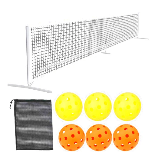 LalaKoo Pickleball Replacement Net 22 ft x 3 ft (NET ONLY) Indoor Outdoor Pickleball Net Replacement for Portable Pickleball Net System with 6 Pickle Balls and Drawstring Mesh Bag