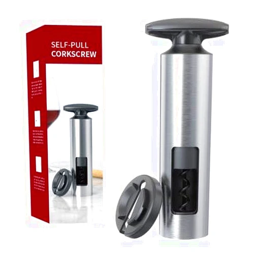 Generic WOWSE 3 in 1 Self-Pulling Screw-pull Stainless Steel Wine Opener with Foil Cutter - Manual and Labor Saving - No need to charge. Easy-Turn few rotations