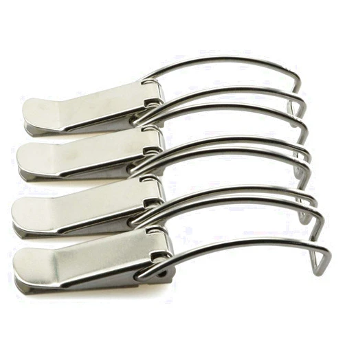 HJ Garden 4pcs 85mm/3.35 inch Spring Loaded Toggle Latch Hasp,304 Stainless Steel Box Cabinet Spring Loaded Locks Hasps