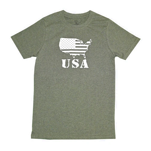 VHC Brands USA Military Melange Inspirational T Shirt Unisex Cotton Polyester Blend Faith & Country Charcoal Grey