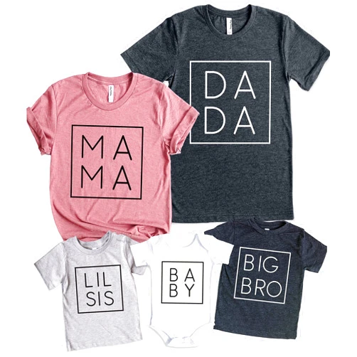 Teeny Fox Mama Dada Lil Sis Big Bro Sister Brother Family Cute Matching Outfits Couple Shirts