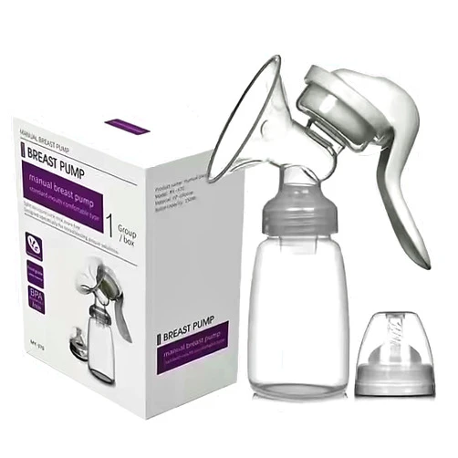 Generic Manual Breast Pump Adjustable Suction Silicone Hand Pump Breastfeeding, Small Portable Manual Milk Catcher with Flex Shield 5 Fl Oz/150ml+Lid