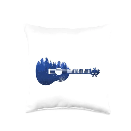 Forest Retreat & Nature Healing meet Shinrin Yoku Forest Bathing Nature Acoustic Tree Guitar for Shinrin Yoku Throw Pillow, 16x16, Multicolor