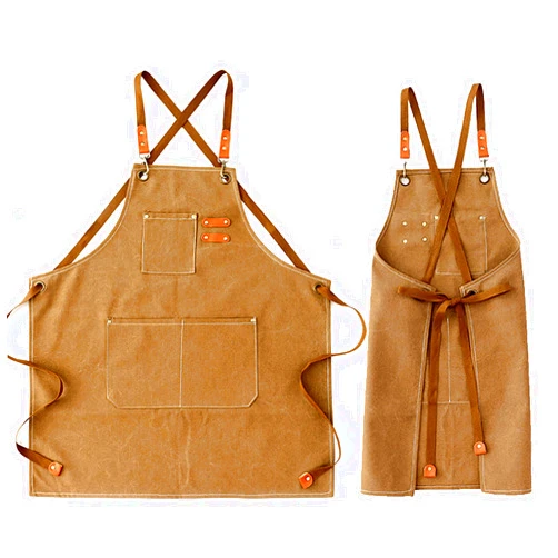 Kvimvty Canvas Heavy Duty Work Tool Apron, Chef Cotton Aprons with Large Pockets…