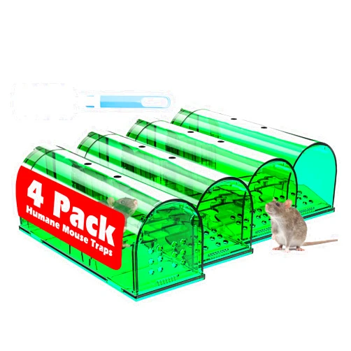 Wanqueen 4 Pcs Humane Mouse Traps No Kill, Live Mouse Trap, Reusable Mice Trap Catch for House & Outdoors