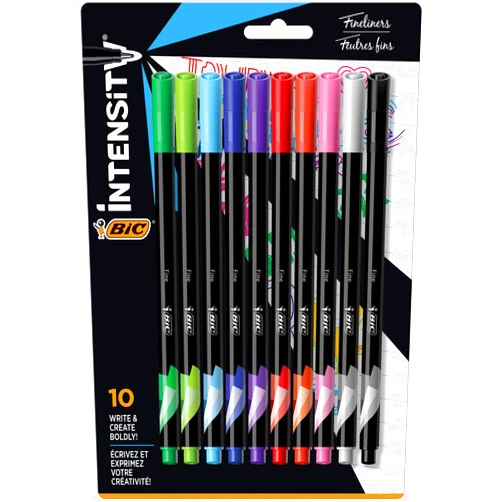 BIC Intensity Fineliner Marker Pens, Fine Point (0.4 mm), Assorted Colors (Colors May Vary), 10-Count